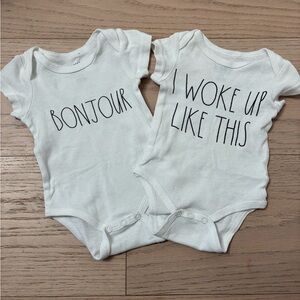 Pair of Rae Dunn Baby Onesies - 0-3 months
